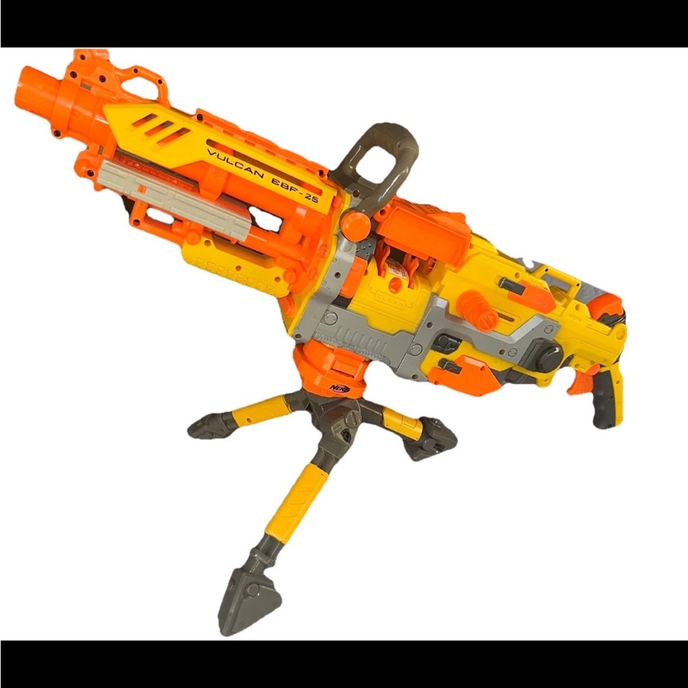 Nerf N-Strike Vulcan EBF-25 Blaster With Tripod Battery Tested Automatic READ